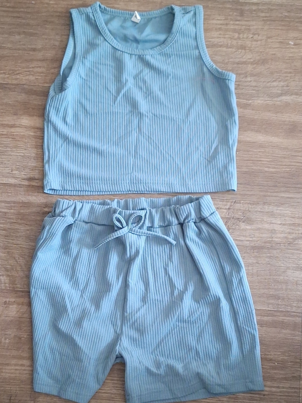 Light Blue Ribbed Drawstring Skirt - Picture 4 of 6
